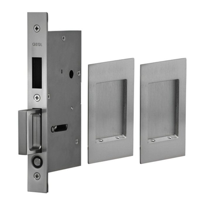 Omnia Omnia 7036/PD Pair Dummy Pocket Door Lock with Modern Rectangular Trim featuring Mortise Edge Pull OMN-7036/PD