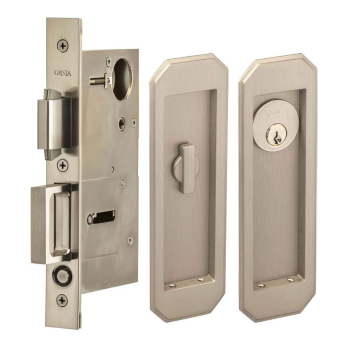Omnia Omnia 7039/L Privacy Pocket Door Lock with Traditional Trim featuring Turnpiece and Emergency Release OMN-7039/L