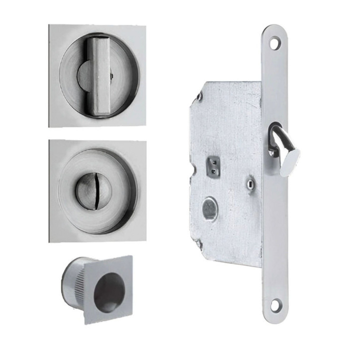 Omnia Omnia 3911 Sliding Pocket Door Mortise Lock, Stainless Steel OMN-3911