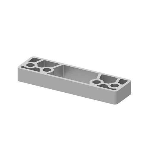 LCN 4040XP-61 Blade Stop Spacer with 1/2-Inch Clearance, Aluminum Finish — angled product view showing mounting hole pattern and recessed center channel