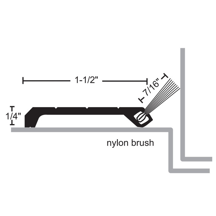 NGP 706E Nylon Brush Perimeter Seal with Mill Aluminum Construction for Parallel Arm Closers