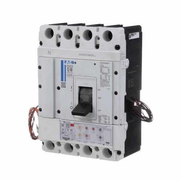 Eaton PDG34MH400E5ZL Power Defense Globally Rated, Frame 3, Four Pole, 400A-High, 65kA/480V, PXR20 ARMS LSIG w/ ZSI and Relays, Std Term Load Only (PDG3X4TA401H)