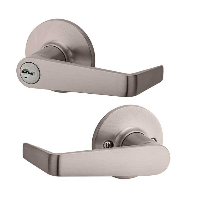 Kwikset 439CNL SMT Carson UL Storeroom Lever, SmartKey, Round Corner Adjustable Latch, Round Corner Full Lip Strike, KA-Keyed Alike to 23155, Less Keys