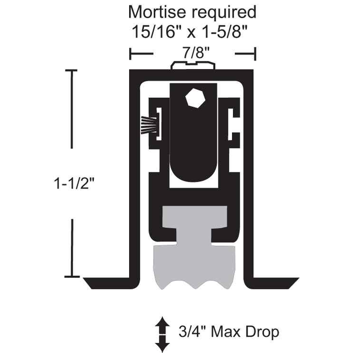 NGP 423N Heavy-Duty Mortise Automatic Door Bottom with Neoprene Seal - Mill Aluminum Finish