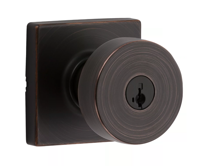 Kwikset KWI-740PSKSQT-S Pismo Knob with Square Rose Entry Lock SmartKey with 6AL Latch and RCS Strike