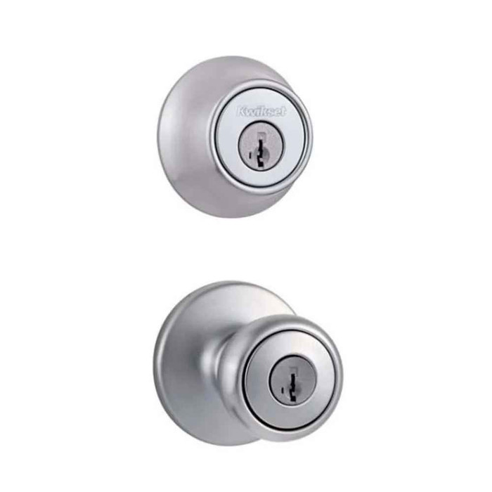 Kwikset KWI-690T-S Combo Keyed Entry Tylo Knob with Single Cylinder Deadbolt SmartKey with RCAL Latch and RCS Strike