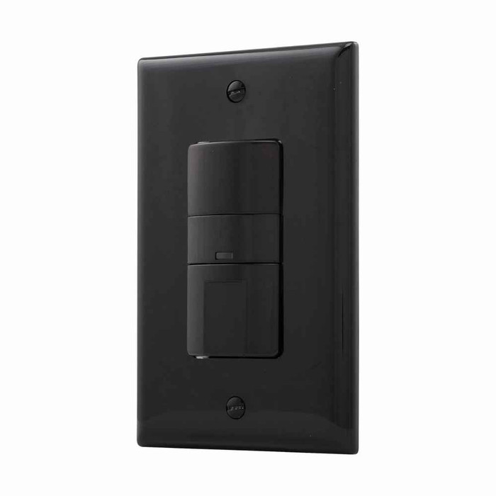 Eaton OS306U-BK occupancy sensor switch, No neutral required, Flush, 120V, Wire leads, Maintained closure, Black, Incand, MLV, ELV, Flrsnt, CFL, LED, halo, 1-pole, 3-way, 1-phase, 450 sq ft, Occupancy, 600W 722196