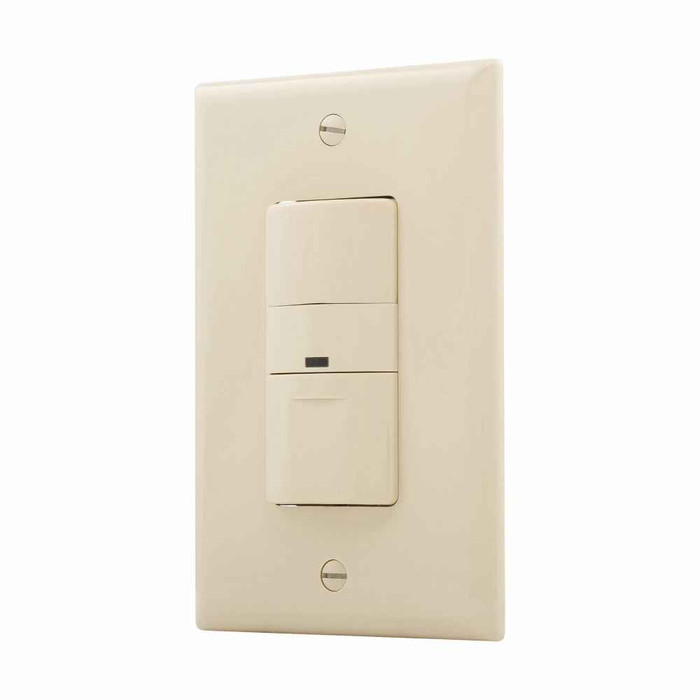 Eaton OS306U-V occupancy sensor switch, No neutral required, Flush, 120V, Wire leads, Maintained closure, Ivory, Incand, MLV, ELV, Flrsnt, CFL, LED, halo, 1-pole, 3-way, 1-phase, 450 sq ft, Occupancy, 600W 722226