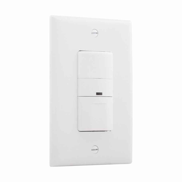 Eaton OS306U-W occupancy sensor switch, No neutral required, Flush, 120V, Wire leads, Maintained closure, White, Incand, MLV, ELV, Flrsnt, CFL, LED, halo, 1-pole, 3-way, 1-phase, 450 sq ft, Occupancy, 600W 722233