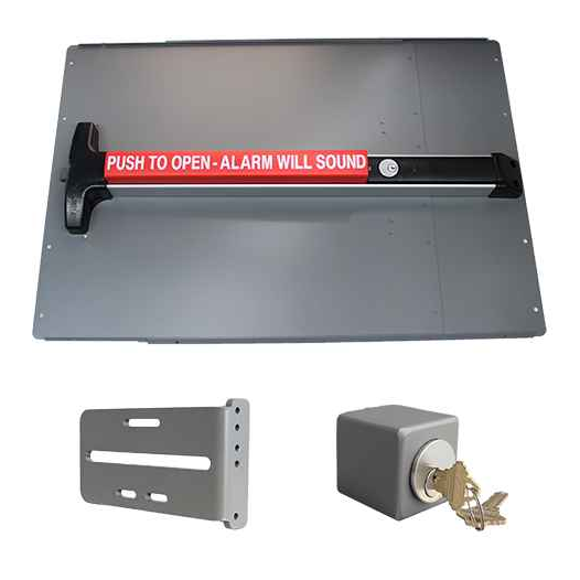 Lockey PS53 Standard Panic Shield Safety Kit with Detex V-40xEBxW Weatherized Alarm Panic Bar