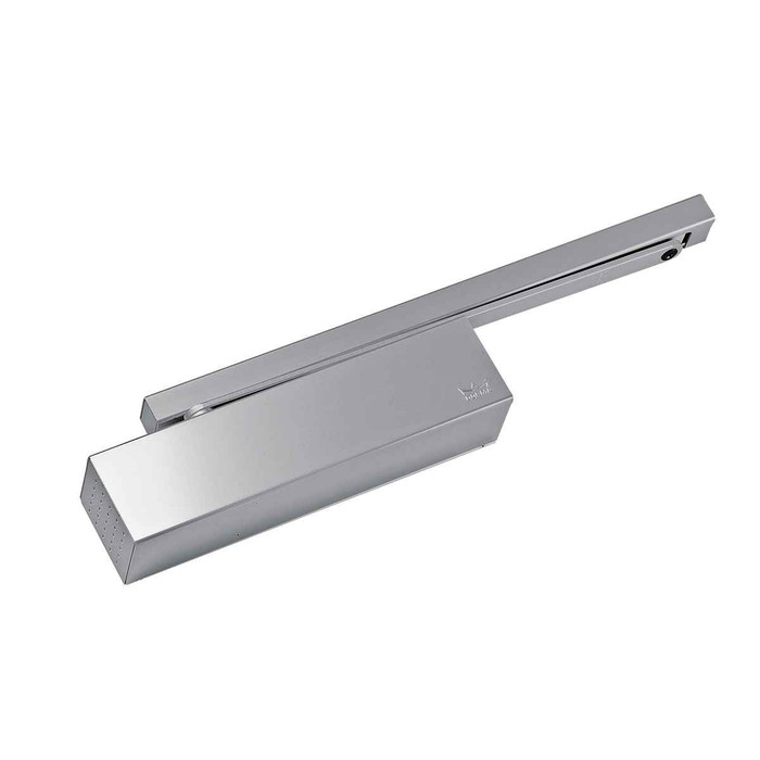 Dormakaba TS9315 cam action surface-mounted track closer, size 1-5, 689 aluminum finish, 3/4 view