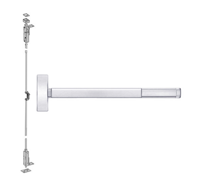 Precision Hardware Inc (PHI) 2602 Series - Dummy Trim, Narrow Stile Concealed Vertical Rod Exit Device, Non Handed