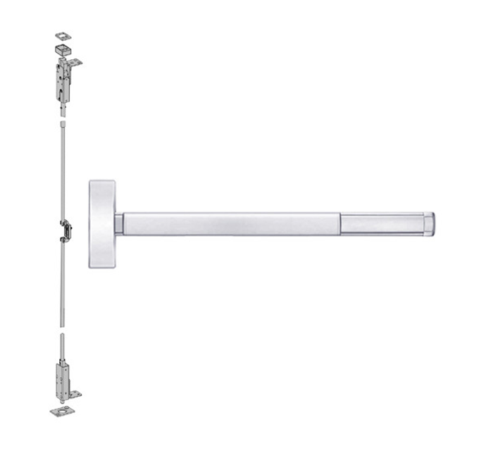 Precision Hardware Inc (PHI) 2614 Series - Lever Always Active. Narrow Stile Concealed Vertical Rod Exit Device, Non Handed