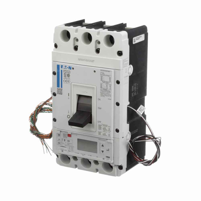 Eaton PDF33G0400D4YL Power Defense Globally Rated 100% UL, Frame 3, Three Pole, 400A, 35kA/480V, PXR20D ARMS LSI w/ Modbus RTU, CAM Link, ZSI & Relays, Std Term Load Only (PDG3X3TA400)
