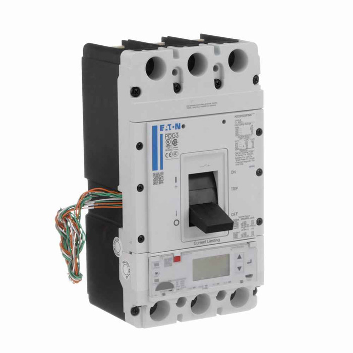 Eaton PDF33M0250D3WJ Power Defense Globally Rated 100% UL, Frame 3, Three Pole, 250A, 65kA/480V, PXR20D LSIG w/ Modbus RTU, ZSI and Relays, Std Line Load Term (PDG3X3TA350)