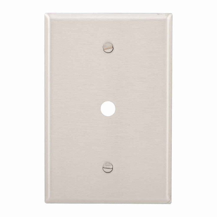Eaton 93896-BOX Telephone and coaxial wallplate, Stainless steel, 0.37" Hole Cutout, Stainless steel, Single- gang, Oversize, ED Box