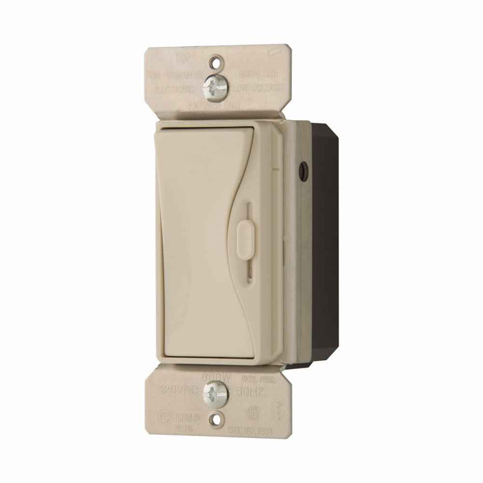 Eaton 9531DS slide dimmer, No neutral required, #14 -12 AWG, Flush, 120 Vac, Back and side, Maintained, Desert sand, 60 Hz, ELV, Single-pole, Three-way, Single-phase, Polycarbonate, 600W 646003