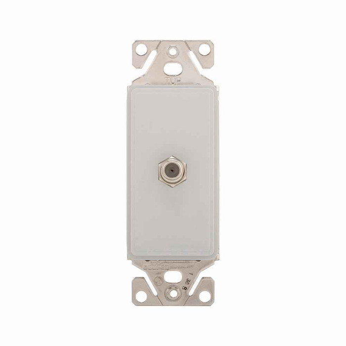 Eaton 9547WS Aspire insert with connector, Single coax adapter insert, Commercial, residential video applications, Flush, White satin, Adapter insert, Single coaxial jack insert, Screw, Polycarbonate, 0° to 40°C, Decorator, Type F