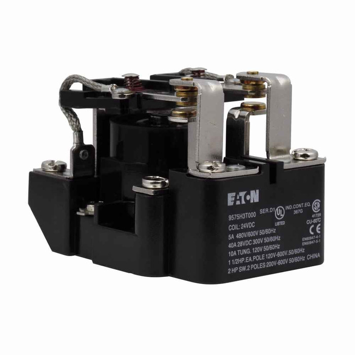 Eaton 9575H3J110 9575H Series 3000 Type AA General Purpose Relay, Panel mount, 6V coil voltage, 50/60 Hz, DPDT contact configuration, with Auxiliary Switch and Blowout Magnets
