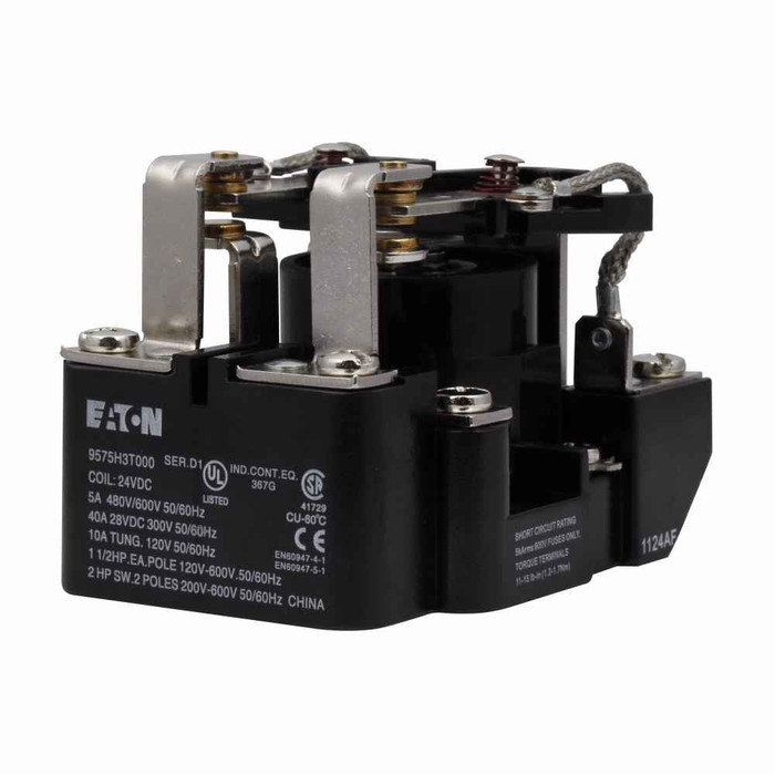 Eaton 9575H3B010 9575H Series 3000 Type AA General Purpose Relay, Panel mount, 240V coil voltage, 50/60 Hz, DPDT contact configuration, with Auxiliary Switch
