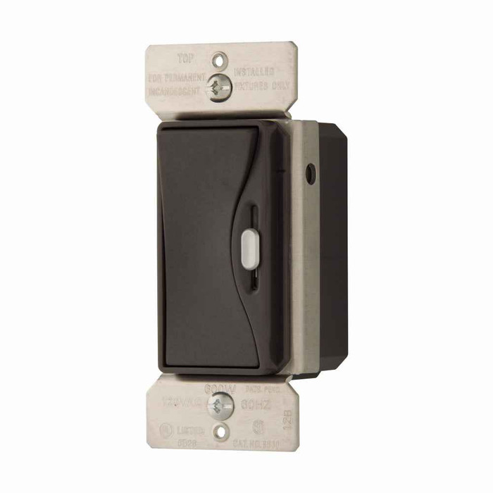 Eaton 9530SG slide dimmer, No neutral required, #14 -12 AWG, Flush, 120 Vac, Back and side, Maintained, Silver granite, 60 Hz, Incandescent, halogen, MLV, Single-pole, Three-way, Single-phase, Polycarbonate, 600W 645983