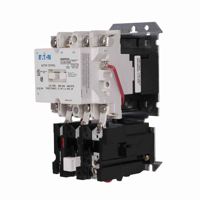 Eaton A200MACB Freedom NEMA motor control starter, Non-Reversing Starter, 200-208V/60 Hz coil voltage, 9A, Three-pole, Size 00, 1/3 hp at 115V, 1-1/2 hp at 208,240V, 2 hp at 480,600V, A200 series