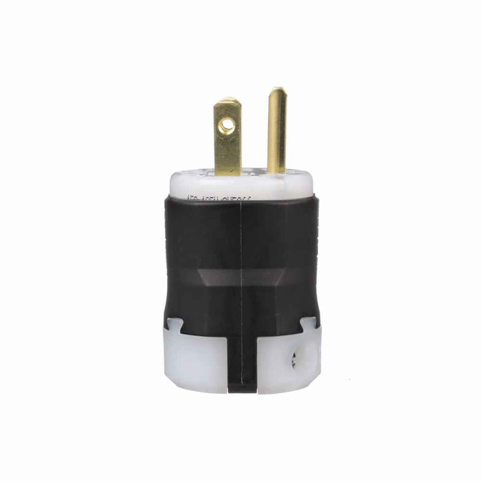 Eaton AH5266 Arrow Hart ultra grip straight blade plug, #18 - #12 AWG, 15A, Industrial, 125V, Back wire, Black, Brass, Nylon, 5-15P, Two-pole, three-wire, grounding, Screw, 0.33-0.66", Nylon, Core pack