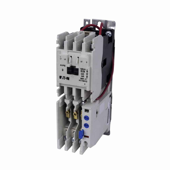 Eaton AN16AN0BC Freedom NEMA motor control starter, Non-Reversing Reset Overload Relay Starter, 1/3 hp at 115V,1 hp at 230V, 1-1/2 hp at 208,240V, 2 hp at 480,600V maximum horsepower, 240V/60 Hz or 220V/50 Hz coil voltage, 9A, Three-pole, Size 00