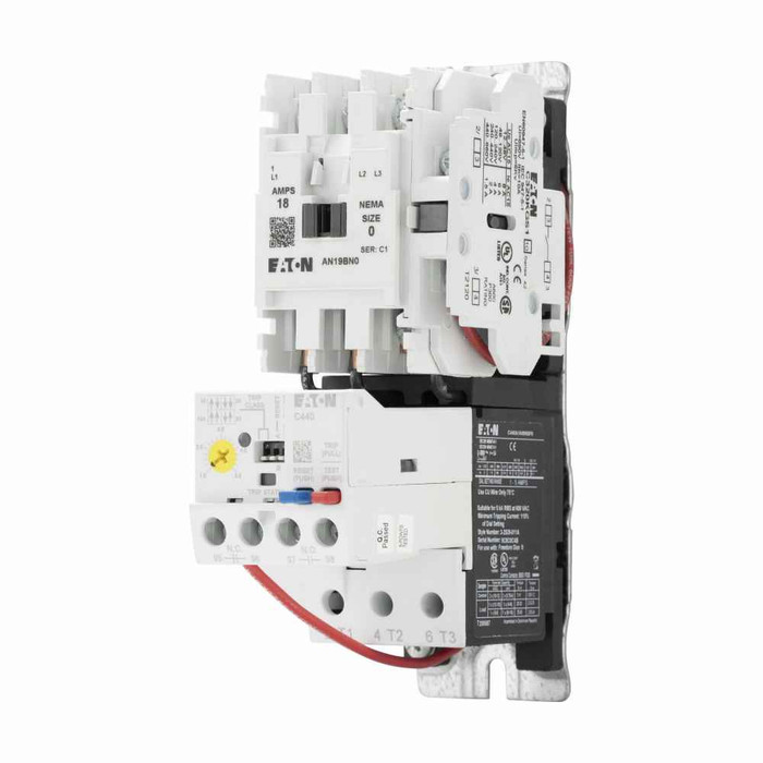 Eaton AN19BN0B5G005 Freedom NEMA motor control starter,NEMA Non-reversing Freedom Series starter,With C440 EOLR Ground fault feature set,SEL Reset,SEL Class (10,20),240V/60 Hz or 220V/50 Hz coil voltage,Horizontal mount,18A,1-5A fla range,Size 0