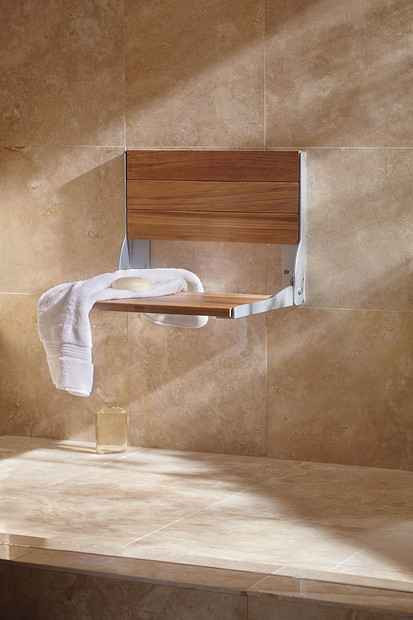Moen DN7110 Series Fold-Down Teak Shower Seat - Fast Free Shipping ...