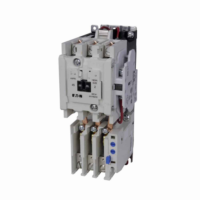 Eaton AN16GN0TB Freedom NEMA motor control starter, Non-Reversing Overload Relay, Reset Starter, 3 hp at 115V, 7-1/2 hp at 230V, 10 hp at 208V, 15 hp at 240V, 25 hp at 480,600V maximum horsepower, 24V/60 Hz coil voltage, 45A, Three-pole, Size 2