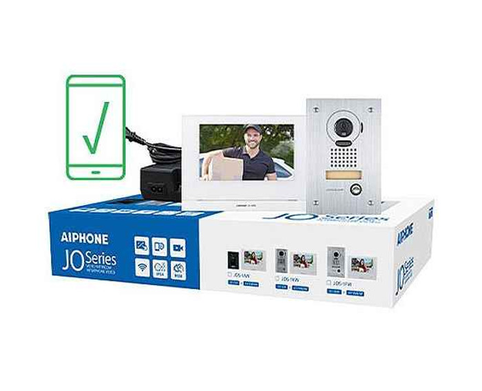Aiphone Aiphone JOS-1FW - Mobile Ready Vandal Resistant Video Intercom Box Set, Flush Mount Door Station, 7" Touchscreen (JO-DVF, JO-1MDW, PS-1820UL) JOS-1FW