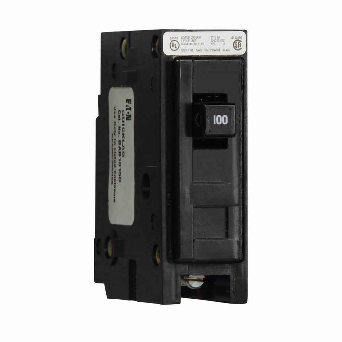 Eaton BAB1100 BAB thermal magnetic circuit breaker,Quicklag industrial thermal-magnetic circuit breaker,Non-automatic,100 A,10 kAIC,Single-pole,120/240 V,Non-Interchangeable,Q7,BAB