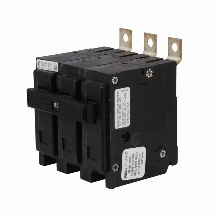 Eaton BAB3100HV BAB thermal magnetic circuit breaker,Quicklag industrial thermal-magnetic circuit breaker,Bolt-on mounting, Non-automatic,100 A,10 kAIC,Three-pole,240 V,Non-Interchangeable,Q32,BAB