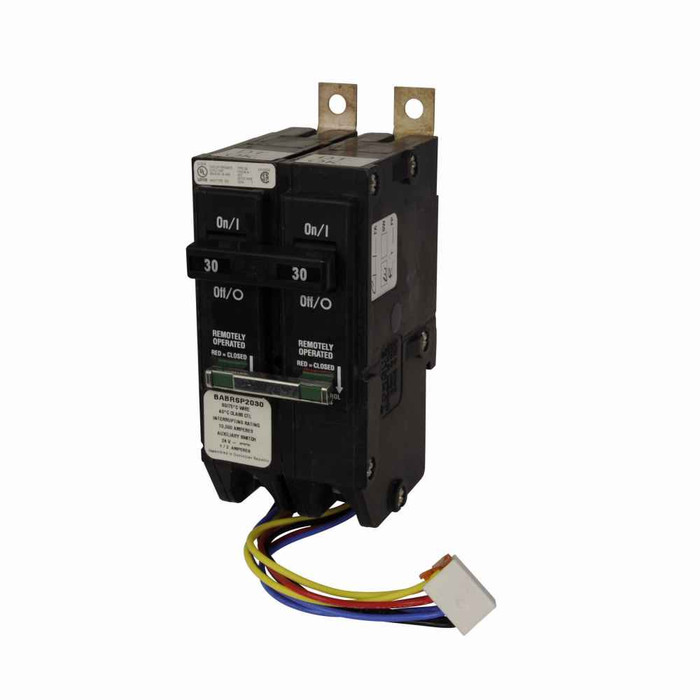 Eaton BABRSP2025 Type BAB Remotely Operated Bolt-on Plug-in Circuit Breaker, 25A, Two-pole, 120/240V, Status switch