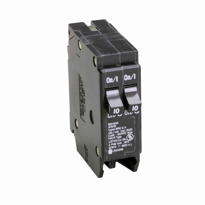 Eaton BD1010 BR thermal magnetic circuit breaker,Type BD 1-Inch CTL plug-on circuit breaker,Includes rejection tab feature,10-10 A,10 kAIC,Single-pole,120V,BD,#14-4 AWG Cu/Al,BD,Type BR Loadcenters