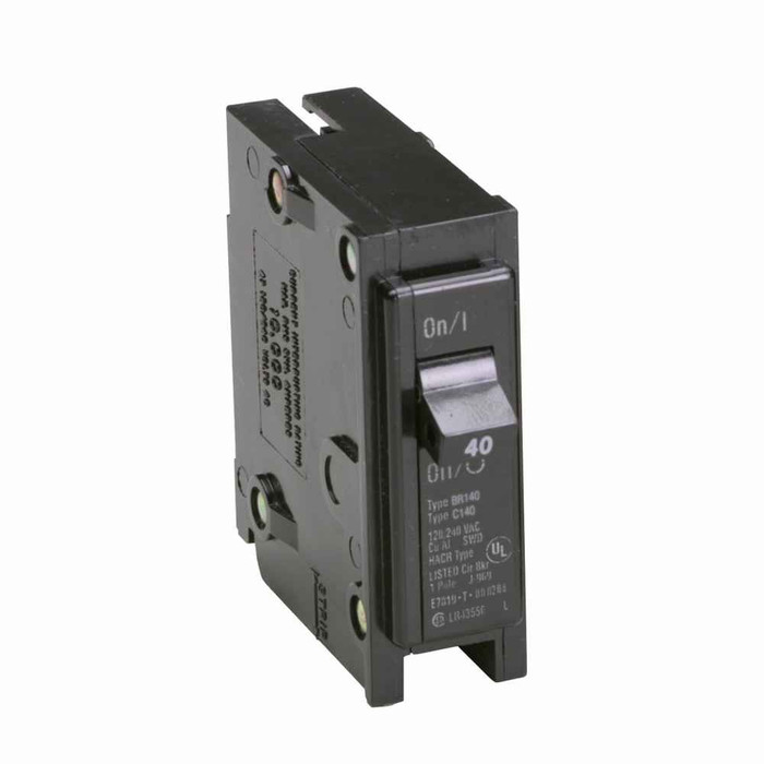 Eaton BR140CS BR thermal magnetic circuit breaker,Type BR 1-Inch plug-on circuit breaker clamshell pack,Clamshell pack,40 A,10 kAIC,Single-pole,120/240V,BR,#14-4 AWG Cu/Al,Q30,BR,Type BR Loadcenters