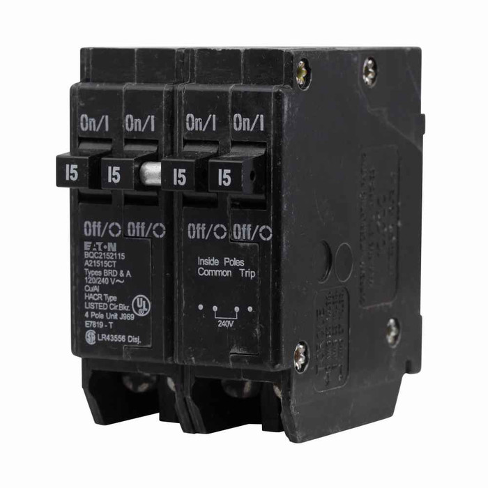 Eaton BQC240230 BR thermal magnetic circuit breaker,Type BQC 1-Inch CTL plug-on circuit breaker,Includes rejection tab feature,(1) Two-Pole 40 A, (1) Two-Pole 30 A,10 kAIC,Four-pole,120/240V,BQC,Common breaker trip,#14-4 AWG Cu/Al,BQC