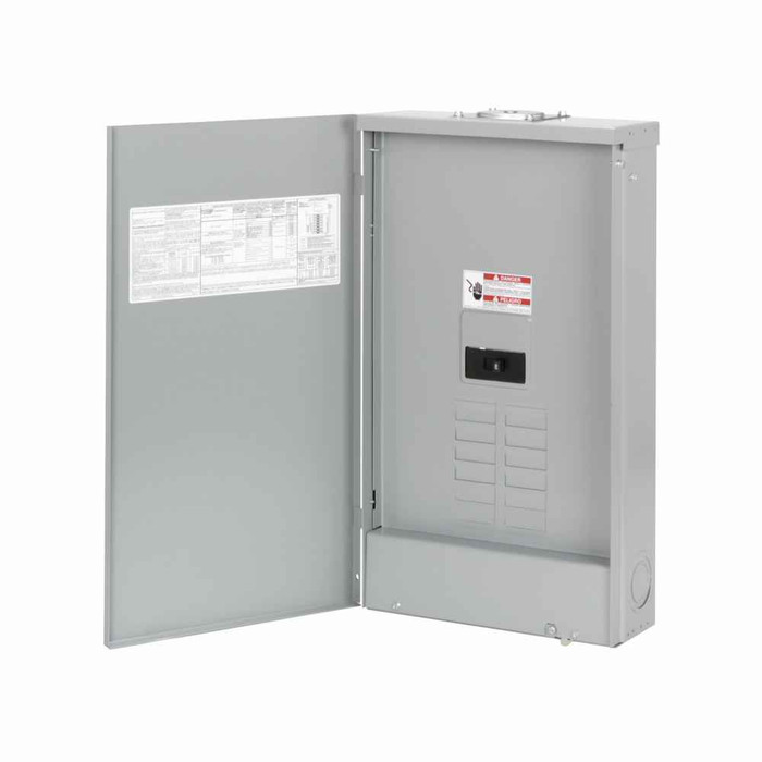Eaton BR816B200RF BR style 1-inch loadcenter, main circuit breaker, feed-through lug, 200A, single-phase, 16-pole, 16 circuits, 8 spaces, 120/240V, #2/0-300 kcmil Cu/Al at 60°C or 75°C, NEMA 3R enclosure, c3r box size
