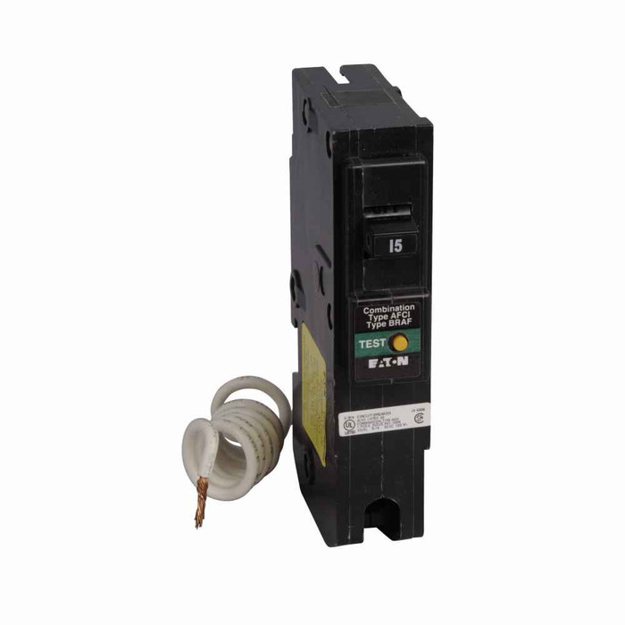 Eaton BRLH115CAF BR AFCI circuit breaker, Combination arc fault, 15A, 15 kAIC, Single-pole, 120V,120/240V, BR, #14-4 AWG Cu/Al, Type BR Loadcenters