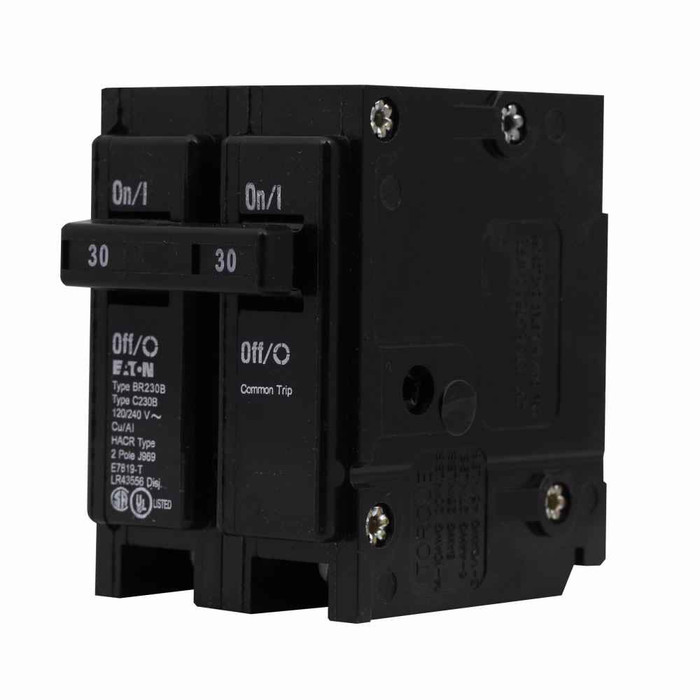 Eaton BR390B BR thermal magnetic circuit breaker,Type BR 1-Inch plug-on circuit breaker,Tapped molded opening, special application,90 A,10 kAIC,Three-pole,120/240V,BR,Common breaker trip,#4-1/0 AWG Cu/Al,Q28,BR,Type BR Loadcenters
