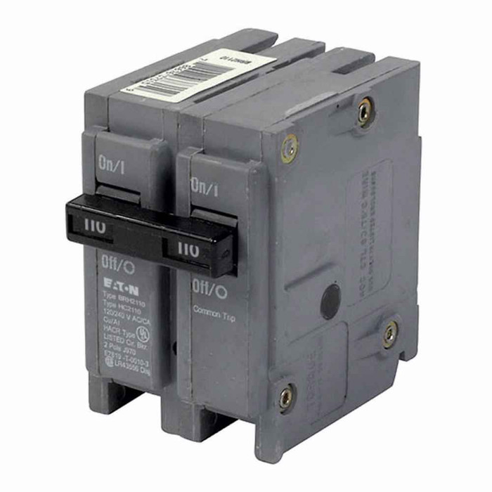 Eaton BRH2110 BR thermal magnetic circuit breaker,Type BR 1-Inch plug-on circuit breaker,110 A,22 kAIC,Two-pole,120/240V,BRH,Common breaker trip,#4-1/0 AWG Cu/Al,Q28,BRH,Type BR Loadcenters