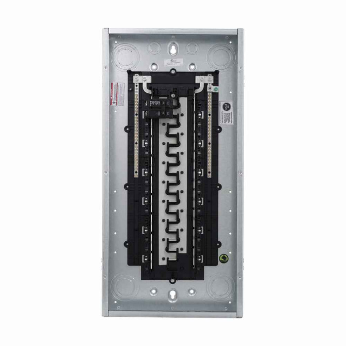 Eaton BRP30B125 BR main breaker loadcenter, Plug-on neutral main circuit breaker loadcenter, 125 A, Aluminum, Cover included, NEMA 1, Metallic, 10kAIC, BR2125, 60 circuits, Single pole, 30 spaces, Two hots, a neutral, and a ground, Single-phase