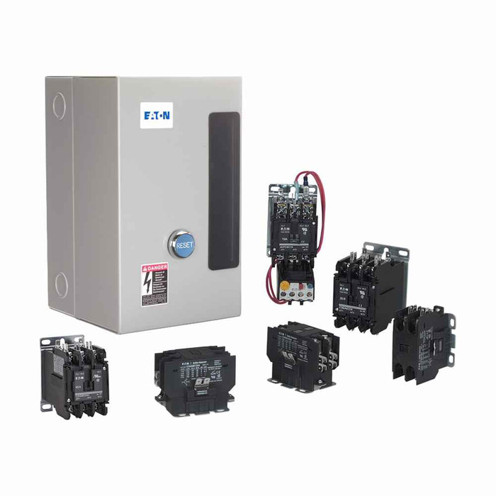 Eaton C25DGD315A definite purpose contactor, Quick, 40A, 24 Vac, 50/60 Hz, 1NO, NEMA Type 1 Enclosed, 15-50A, two- and three-pole, 40A, Contactor, Two-pole, Screw/pressure plate and quick connect terminals (side-by-side), Non-reversing