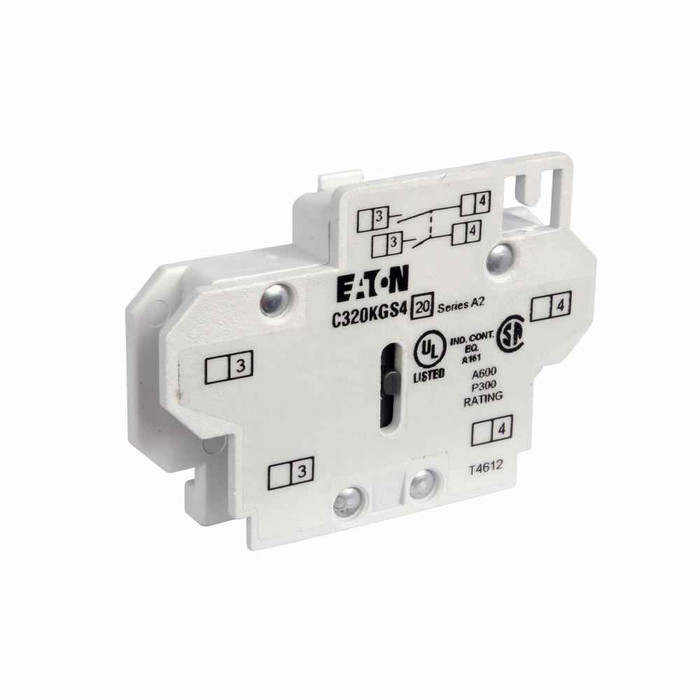 Eaton C320KGS4 Freedom Accessory, Auxiliary contact, Used on Starter and Contactors, 2NO contacts, Side mounting