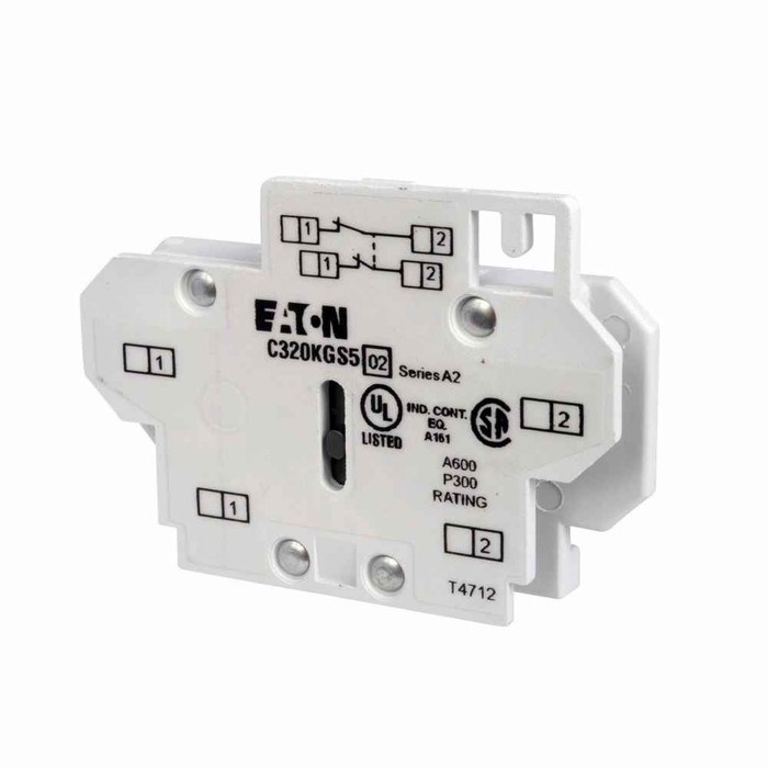 Eaton C320KGS5 Freedom NEMA auxiliary contact, Used on Starter and Contactors, 2NC contacts, Side mounting
