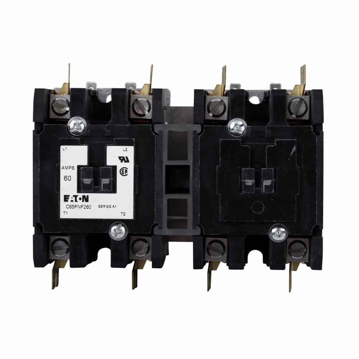 Eaton C65DRD330T definite purpose contactor, Quick, 30A, 24 Vac, 50/60 Hz, Open with DIN rail mounting adapter, 15-50A, two- and three-pole, 30A, Contactor, Three-pole, 40A, Screw/pressure plate and quick connect terminals (side-by-side), Reversing