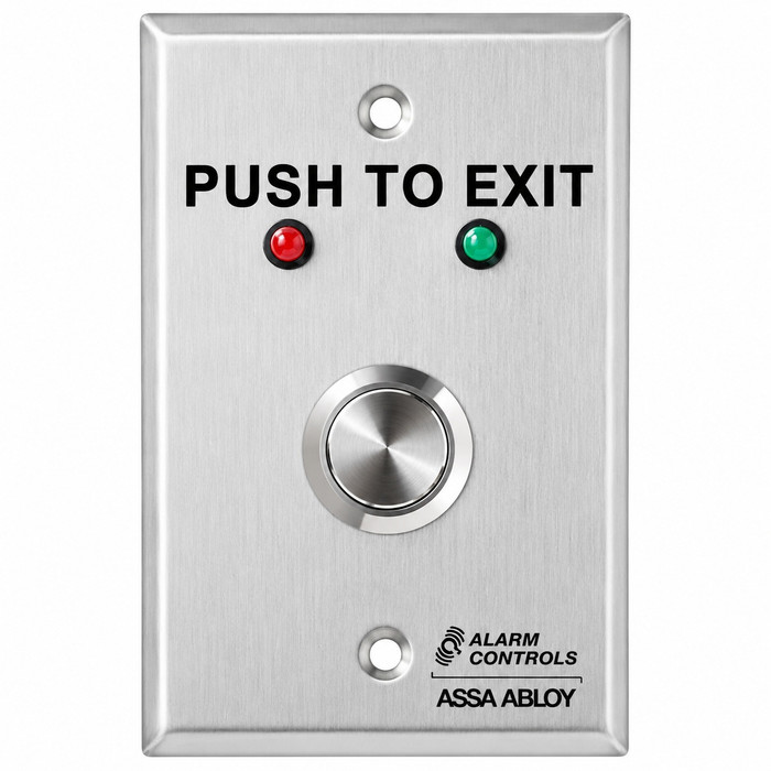 Alarm Controls Alarm Controls TS-10 & TS-11 Series - Vandal Resistant Request to Exit Station, 3/4" Diameter Metal Button, "PUSH TO EXIT" with LEDs ACT-TS-10