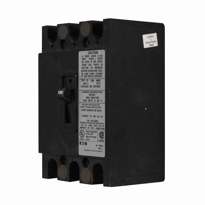 Eaton CC3200N BR main breaker kit,Molded case breaker,200 A,10 kAIC,Three-pole,240 V,!,#2/0 AWG-300 kcmil Cu/Al,CC,Type ECC Unit enclosures,120 V Shunt Trip