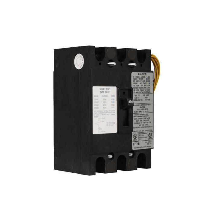 Eaton CC3100SR01 BR main breaker kit,Molded case breaker,2 NO 2 NC Auxiliary contact,100 A,10 kAIC,Three-pole,240 V,!,#4-4/0 AWG Cu/Al,CC,Type ECC Unit enclosures,120 V Shunt trip
